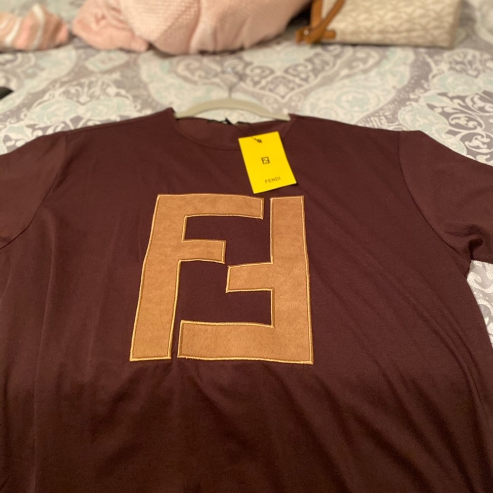 Fendi TShirt with suede fendi prints
